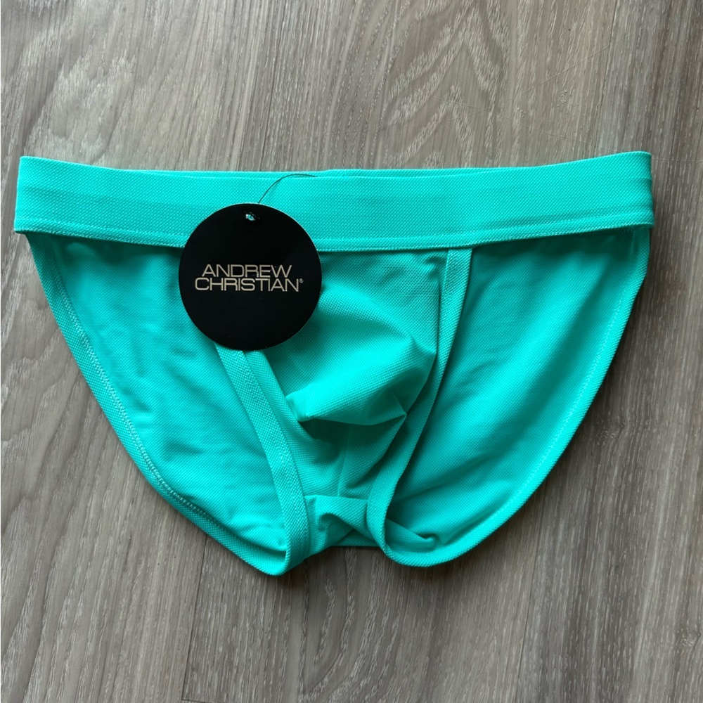 Andrew Christian | Moisture Control Sport Brief in Aqua Blue (Small)